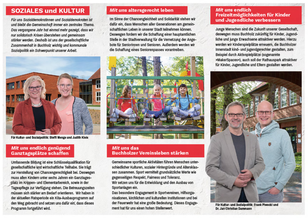 Flyer der SPD zur Soziales und Kultur