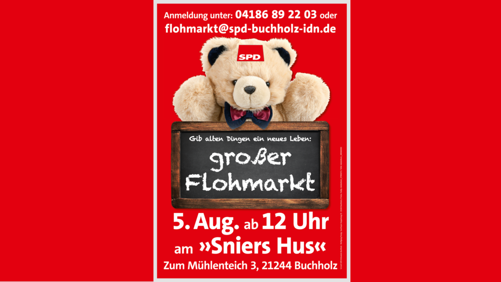 Plakat zum Flohmarkt SPD Buchholz 2023